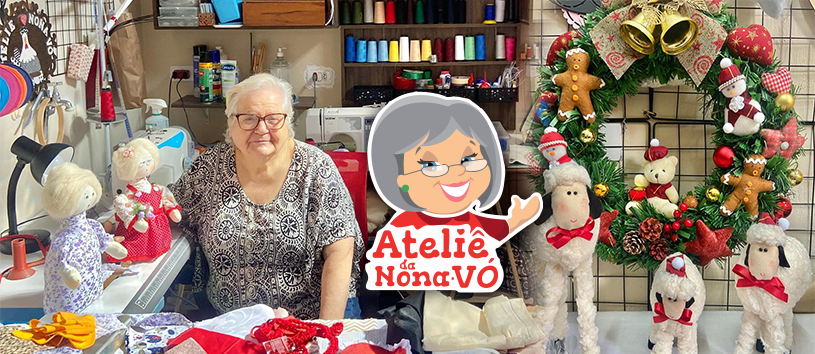 A Nona Vó no seu ateliê